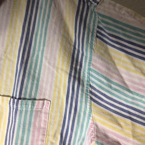 Vintage steeplechase pastel striped short sleeve top 80s mom shirt size large - Picture 2 of 9